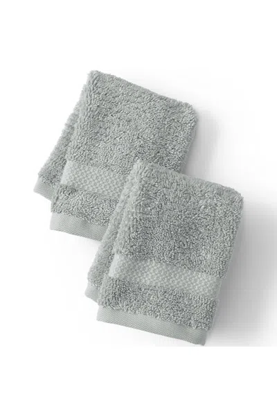 Lands' End Organic Cotton 2-piece Washcloth Set In Gray