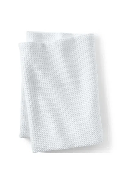Lands' End Organic Cotton Waffle Bed Blanket In Blue