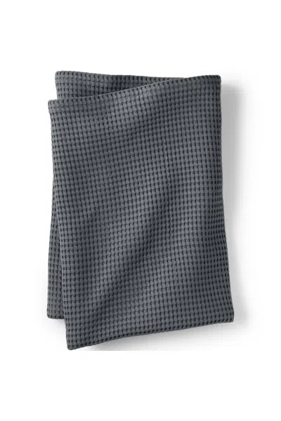 Lands' End Organic Cotton Waffle Bed Blanket In Gray