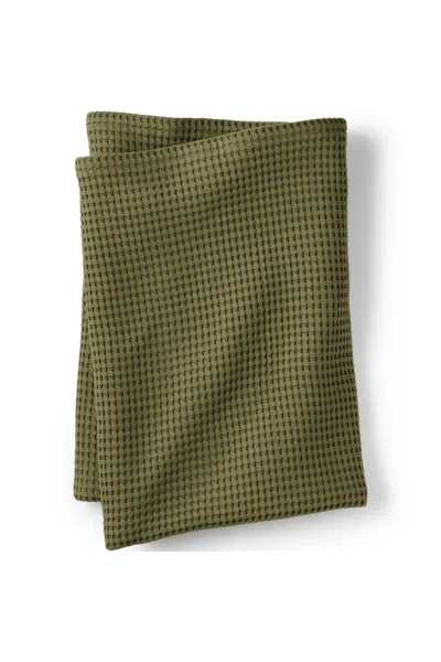 Lands' End Organic Cotton Waffle Bed Blanket In Green