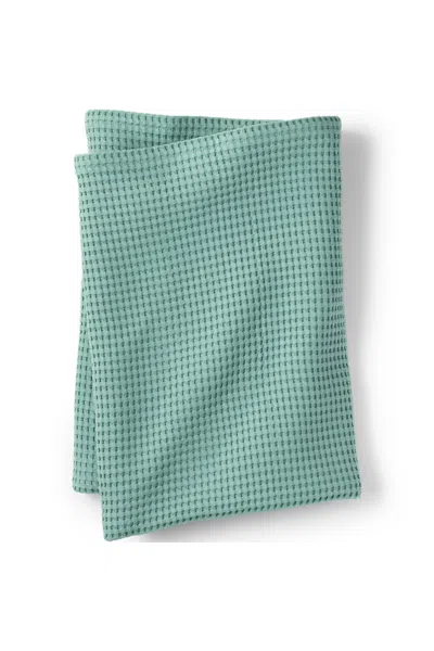Lands' End Organic Cotton Waffle Bed Blanket In Green