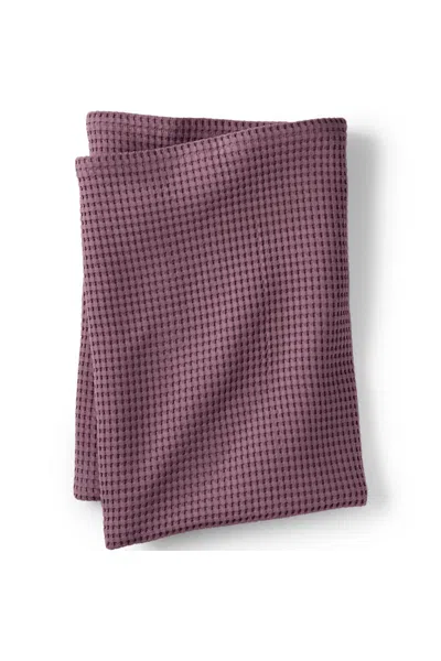 Lands' End Organic Cotton Waffle Bed Blanket In Purple