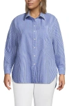 Lands' End Cooling Button Front Shirt In Blue