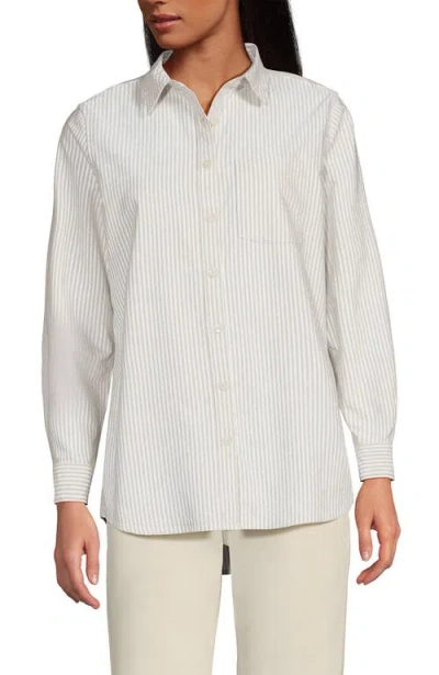 Lands' End Oxford Shirt In Champagne Mini Stripe