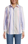 Lands' End Oxford Shirt In Desert Tan Variegated Stripe