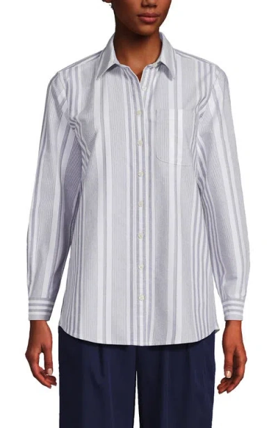 Lands' End Oxford Shirt In Founders Engineered Stripe