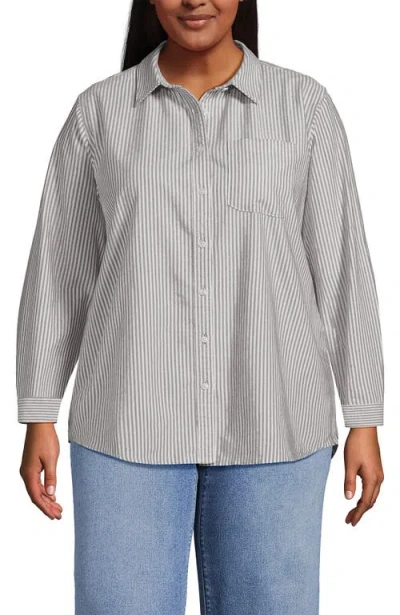 Lands' End Plus Size Oxford Shirt In Gray