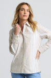 Lands' End Oxford Shirt In Harvest Bronze Founders Stripe