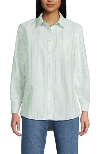 Lands' End Oxford Shirt In Icy Mint Green Stripe