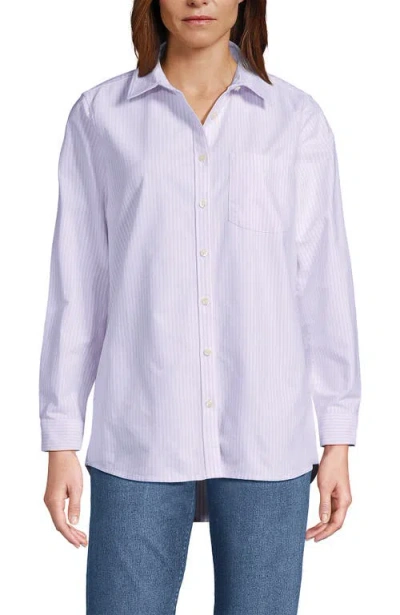 Lands' End Oxford Shirt In Lilac Petal Mini Stripe