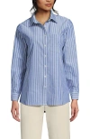 Lands' End Oxford Shirt In True Cobalt Blue Rail Stripe