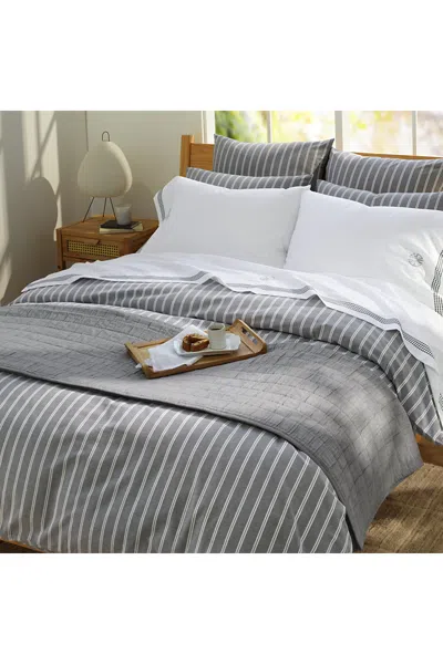 Lands' End Oxford Yarn Dyed Cotton Reversible Duvet Cover In Black