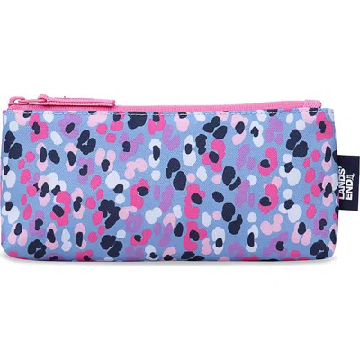 Lands' End Kids'  Pencil Pouch In Colorful Cheetah/blue