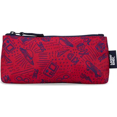 Lands' End Kids'  Pencil Pouch In Cool Dude/red