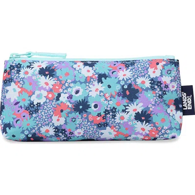 Lands' End Kids'  Pencil Pouch In Light Blue Floral