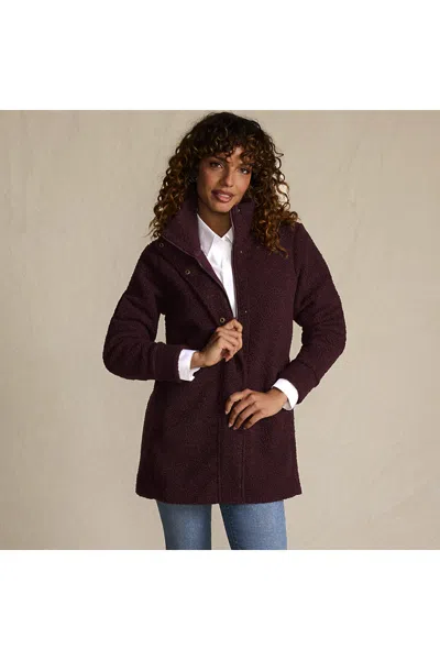 Lands' End Petite Boucle Fleece Coat In Burgundy