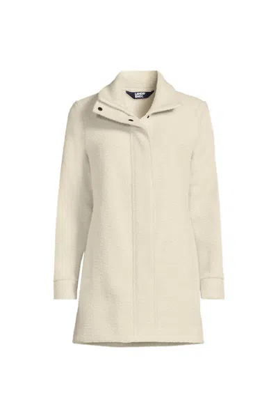 Lands' End Petite Boucle Fleece Coat In White