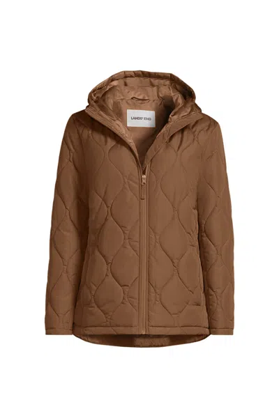 Lands' End Petite Featherfree Quilted Insulated Jacket In Brown