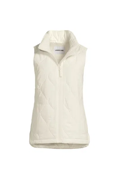 Lands' End Petite Featherfree Quilted Insulated Vest In Ivory
