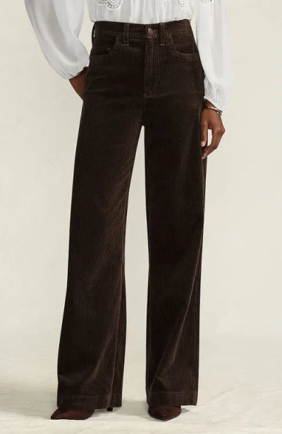 Lands' End Petite High Rise Wide Leg Corduroy Pants In Brown