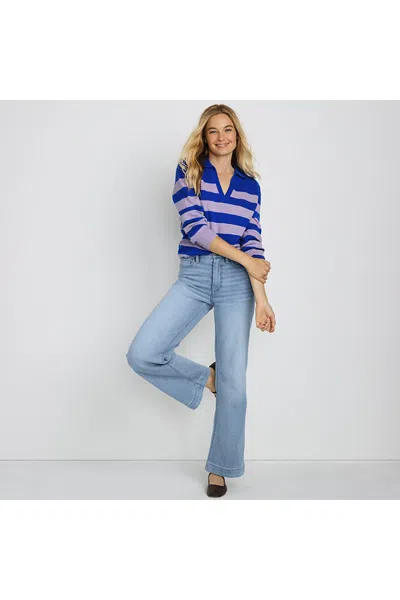 Lands' End Petite High Rise Wide Leg Denim Jeans In Blue