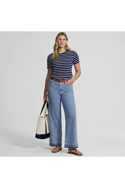 Lands' End Petite High Rise Wide Leg Denim Jeans In Blue