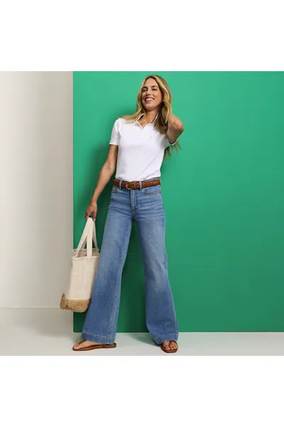 Lands' End Petite High Rise Wide Leg Denim Jeans In Blue