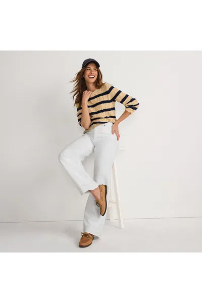 Lands' End Petite High Rise Wide Leg Denim Jeans In White