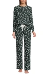Lands' End Petite Knit 2 Piece Pajama Set In Green