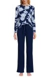 Lands' End Petite Knit 2 Piece Pajama Set In Blue