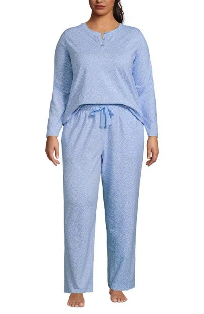 Lands' End Petite Knit 2 Piece Pajama Set In Blue