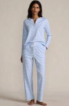 Lands' End Petite Knit 2 Piece Pajama Set In Blue