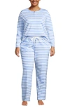 Lands' End Petite Knit 2 Piece Pajama Set In Blue
