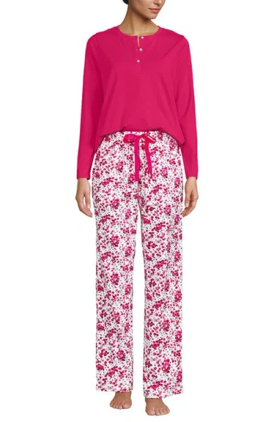 Lands' End Petite Knit 2 Piece Pajama Set In Pink