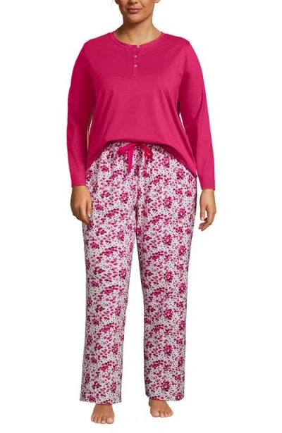 Lands' End Petite Knit 2 Piece Pajama Set In Pink