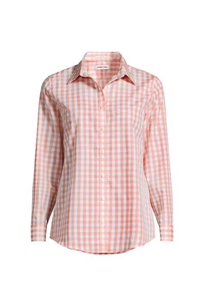 Lands' End Petite No Iron Button Front Shirt In Pink
