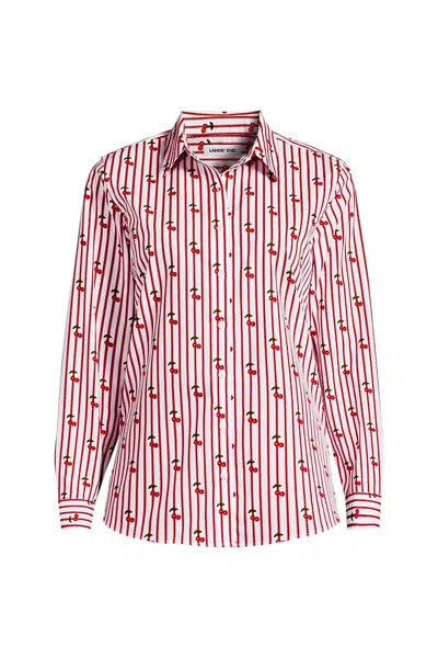 Lands' End Petite No Iron Button Front Shirt In Multi