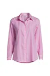 Lands' End Petite No Iron Button Front Shirt In Multi
