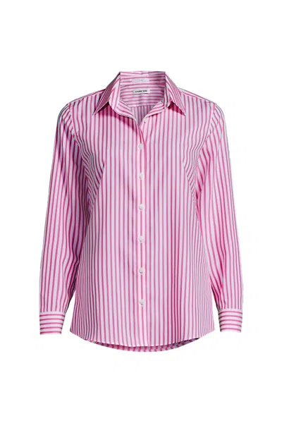 Lands' End Petite No Iron Button Front Shirt In Multi