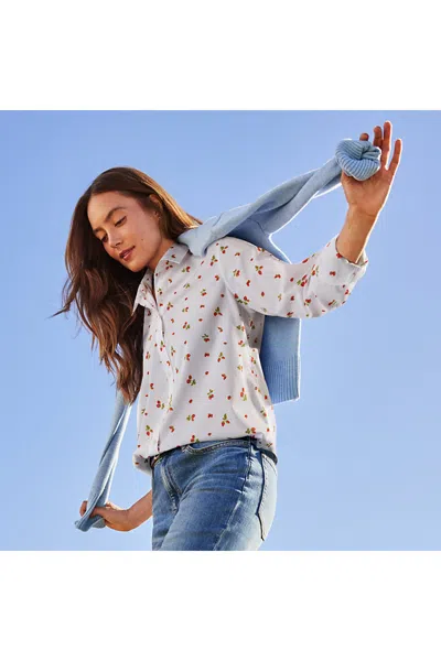 Lands' End Petite No Iron Button Front Shirt In White