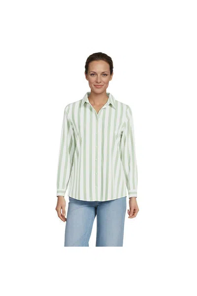 Lands' End Petite No Iron Button Front Shirt In White