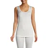 Lands' End Petite Silk Interlock Thermal Long Underwear Base Layer Tank Top In White
