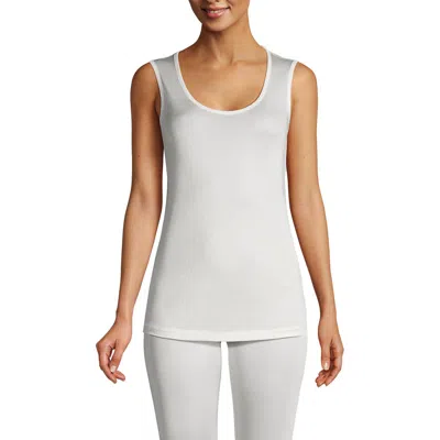 Lands' End Petite Silk Interlock Thermal Long Underwear Base Layer Tank Top In White