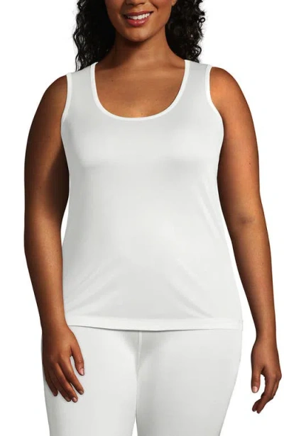 Lands' End Petite Silk Interlock Thermal Long Underwear Base Layer Tank Top In White
