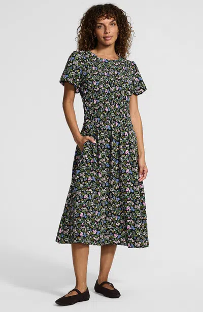 Lands' End Petite Smocked Midi Dress In Multi
