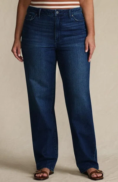 Lands' End Petite Soft Denim Mid Rise Relaxed Straight Leg Jeans In Blue