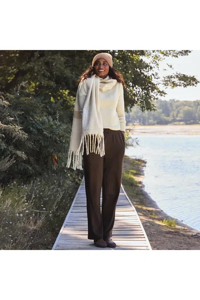 Lands' End Petite Sport Knit High Rise Pants In Brown