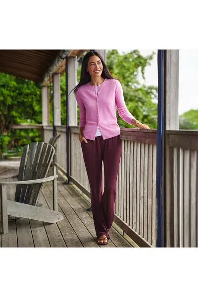 Lands' End Petite Sport Knit High Rise Pants In Pink