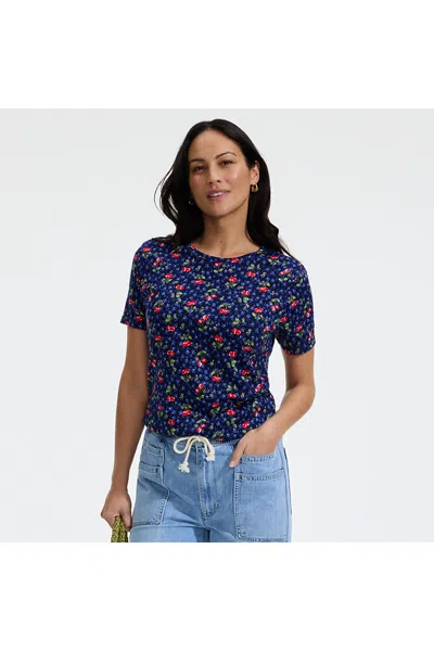 Lands' End Petite Supima Cotton Crewneck T-shirt In Blue