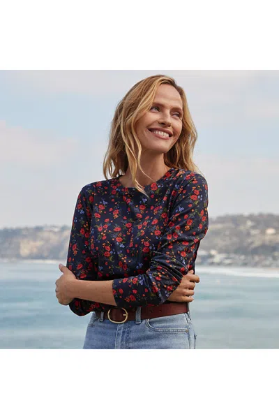 Lands' End Petite Supima Cotton Long Sleeve Crewneck T-shirt In Multi